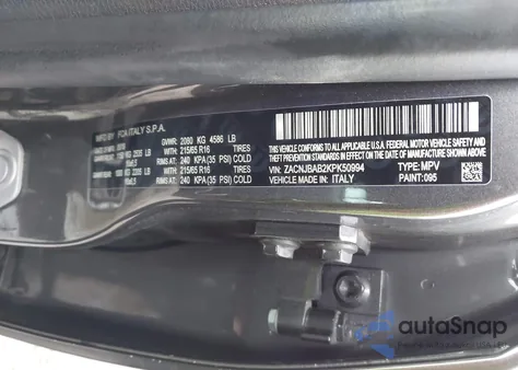 2019 Jeep Renegade Sport 4X4 z USA, uszkodzony, nr VIN ZACNJBAB2KPK50994